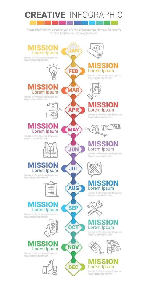 12 mois, infographie toute la conception du planificateur de mois vecteur