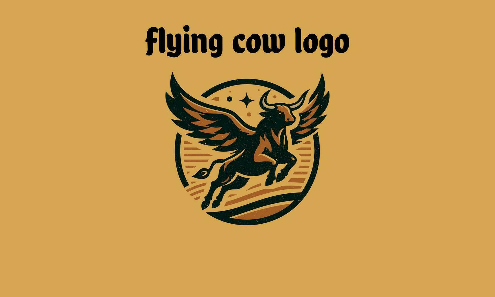 logo conception de en volant vache vecteur plat conception