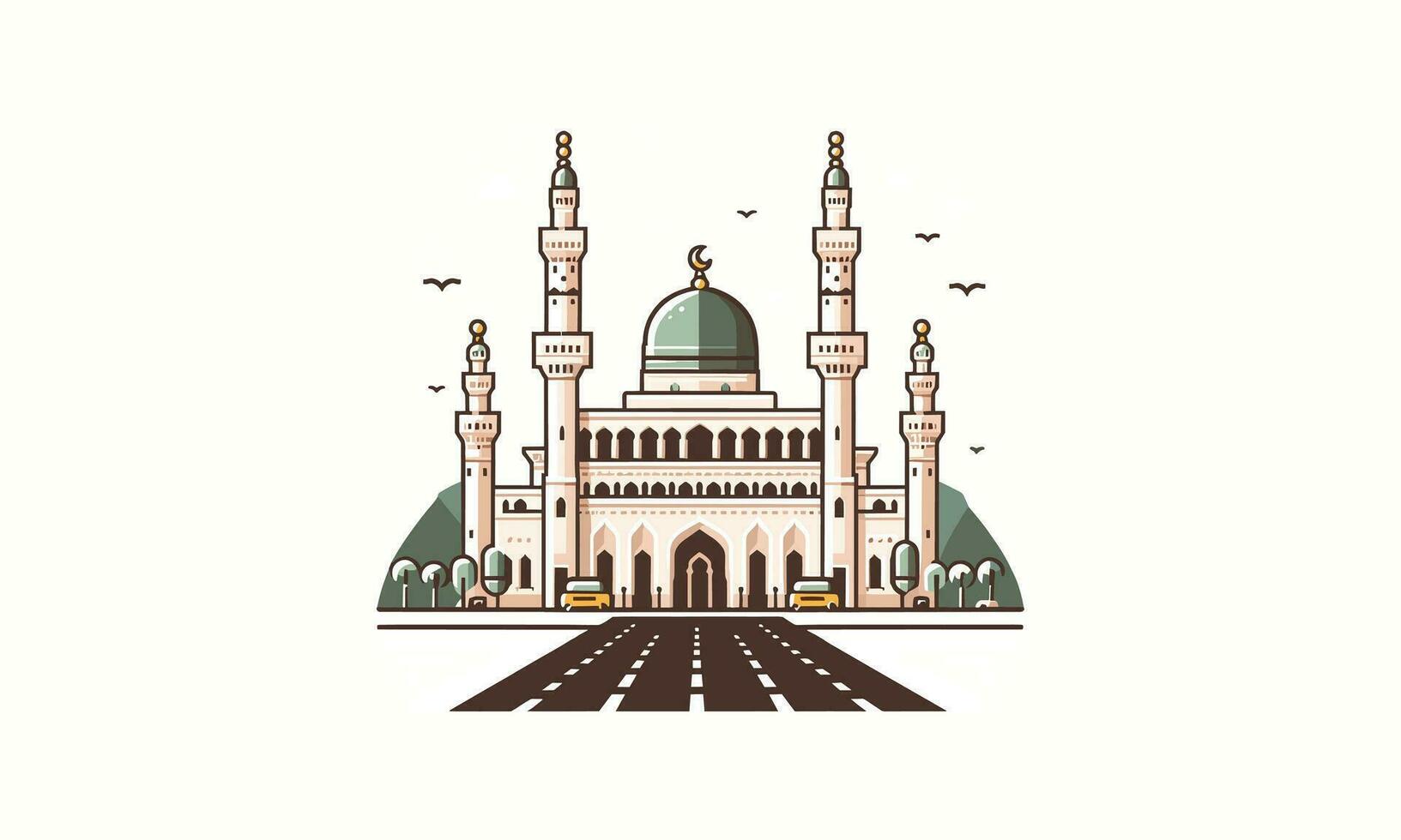 mosquée sur médina vecteur illustration plat conception