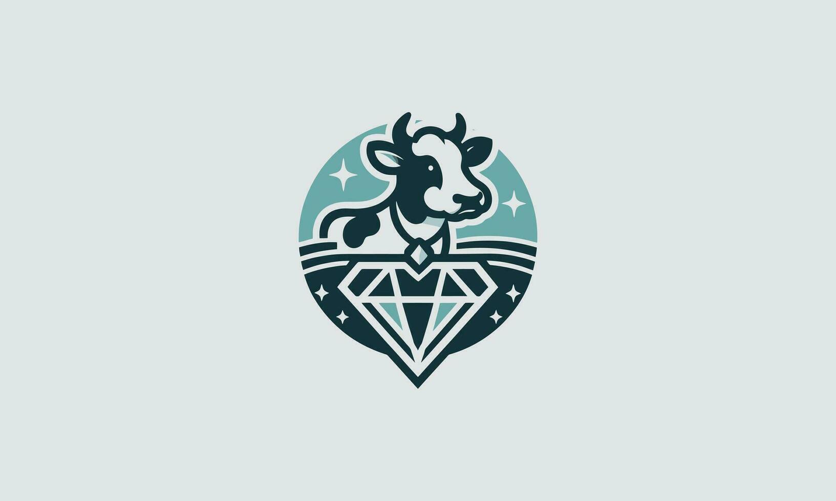 tête vache et diamant vecteur logo conception