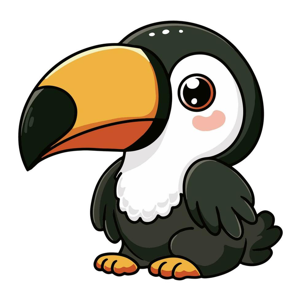 mignonne toucan dans dessin animé style. sauvage safari africain animaux pour enfants, les enfants clipart, vecteur illustration