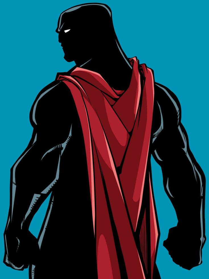 super-héros retour bataille mode silhouette vecteur