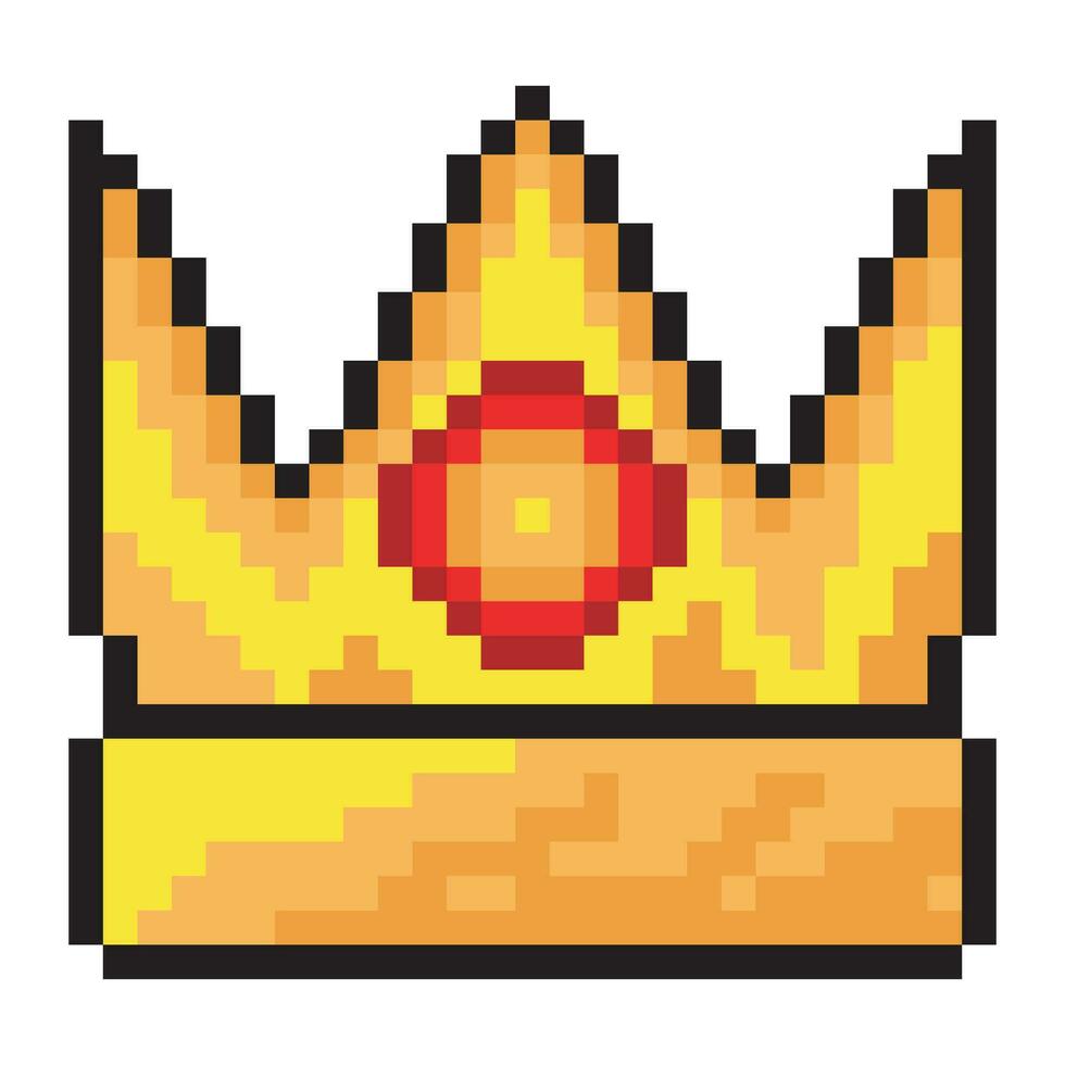 d'or couronne pixel art conception vecteur