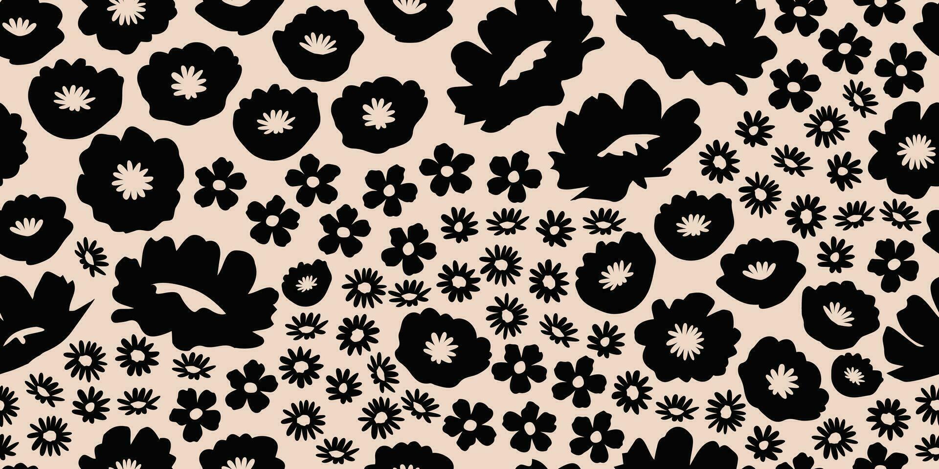 fleur sans couture Contexte. minimaliste abstrait floral modèle. moderne impression dans noir et blanc Contexte. idéal pour textile conception, fond d'écran, couvertures, cartes, invitations et affiches. vecteur