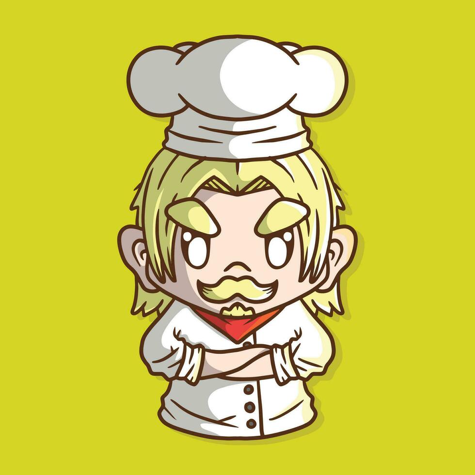 mignonne Jeune blond chef dessin animé vecteur illustration. chef vecteur illustration.