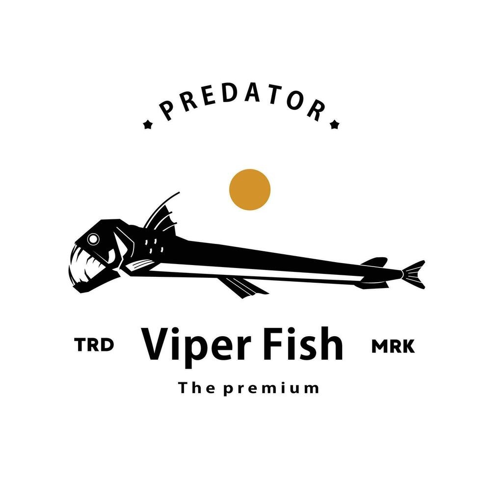 ancien rétro branché vipère poisson logo vecteur contour silhouette art icône