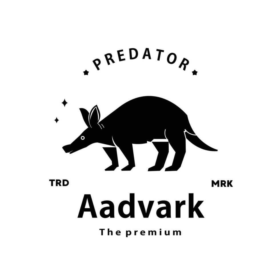 ancien rétro branché aadvark logo vecteur contour silhouette art icône