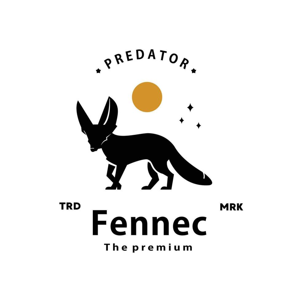 ancien rétro branché fennec logo vecteur contour silhouette art icône