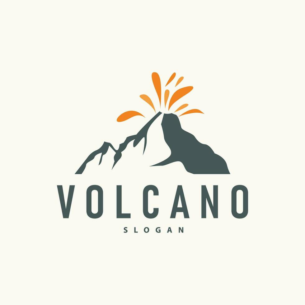 volcan logo illustration silhouette conception volcan Montagne éclater avec Facile rochers et lave vecteur