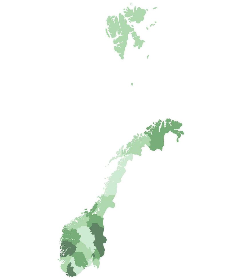 Norvège carte. carte de Norvège divisé dans six principale Régions vecteur