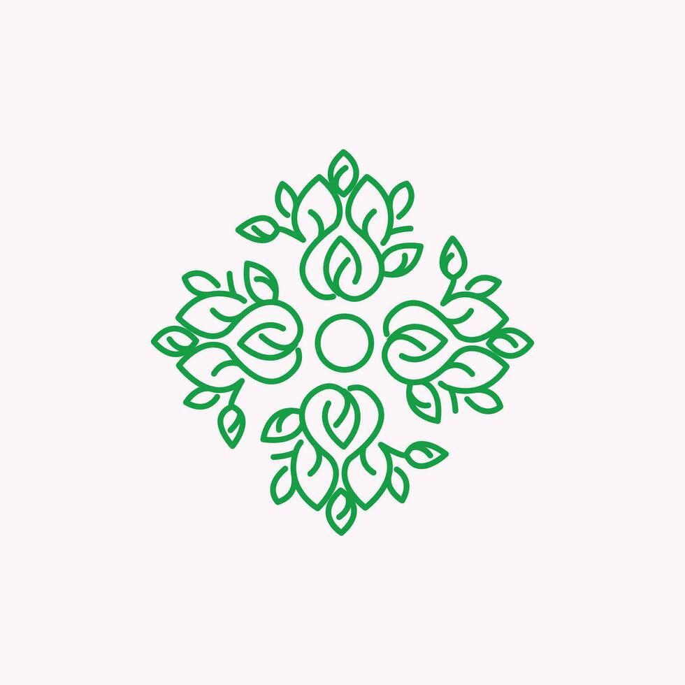 la nature logo, avec une combinaison de rampant feuilles vecteur