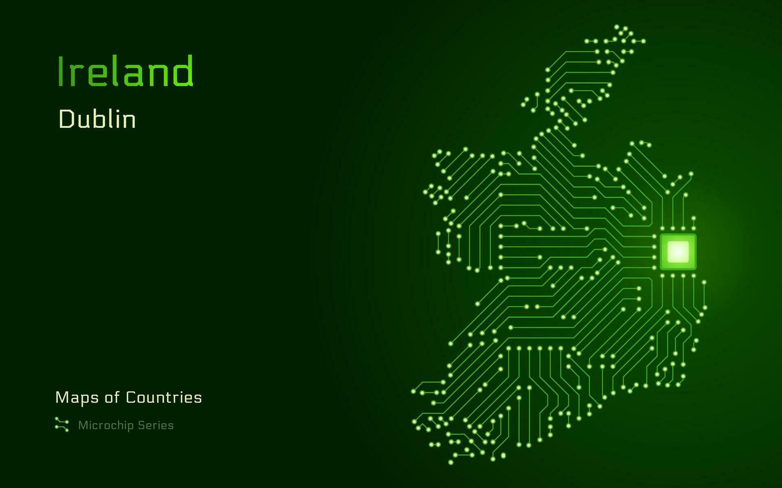 Irlande carte avec une Capitale de Dublin montré dans une puce électronique modèle avec processeur. gouvernement électronique. monde des pays vecteur Plans. puce électronique séries