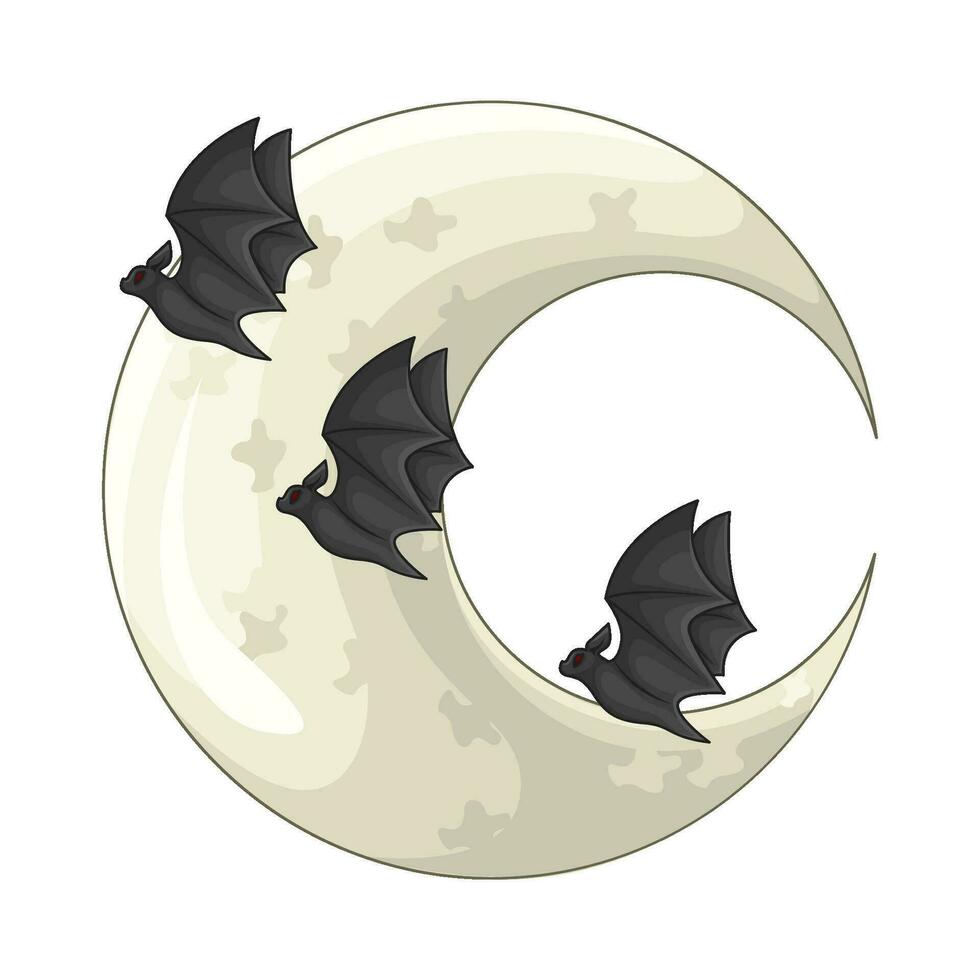 chauve souris mouche avec lune illustration vecteur