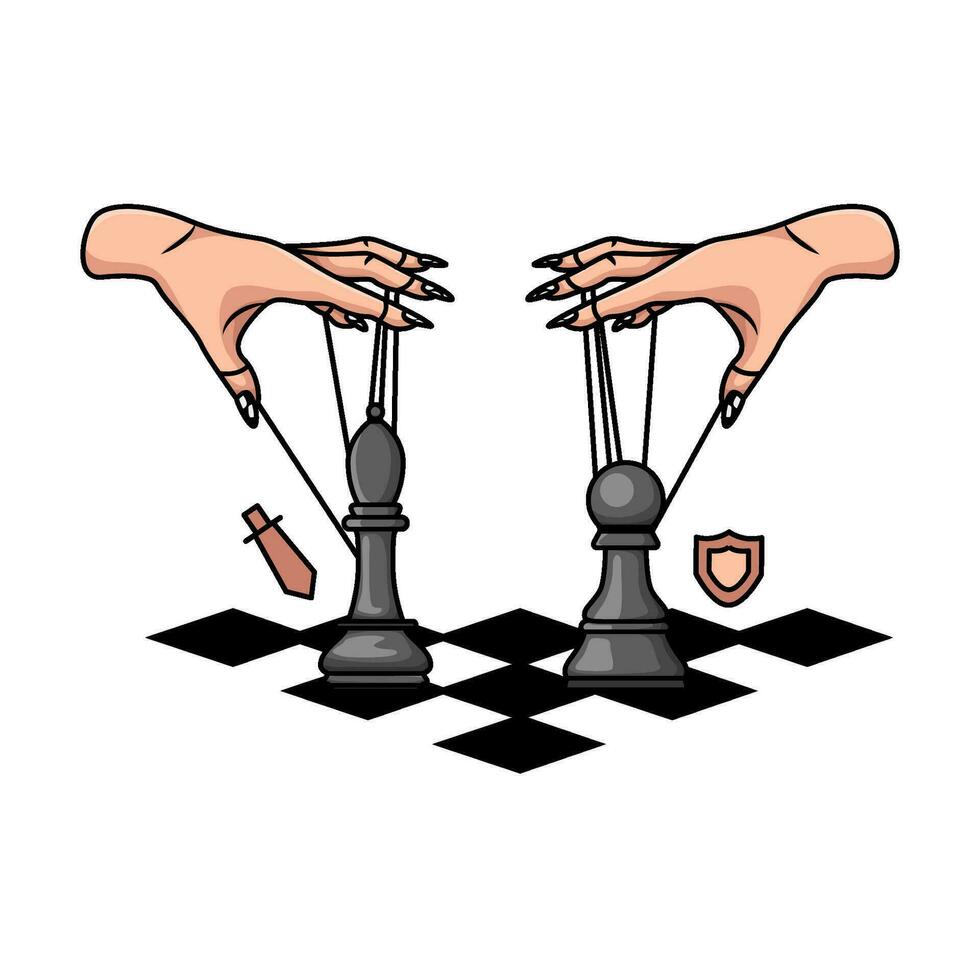 en jouant échecs dans échecs planche illustration vecteur