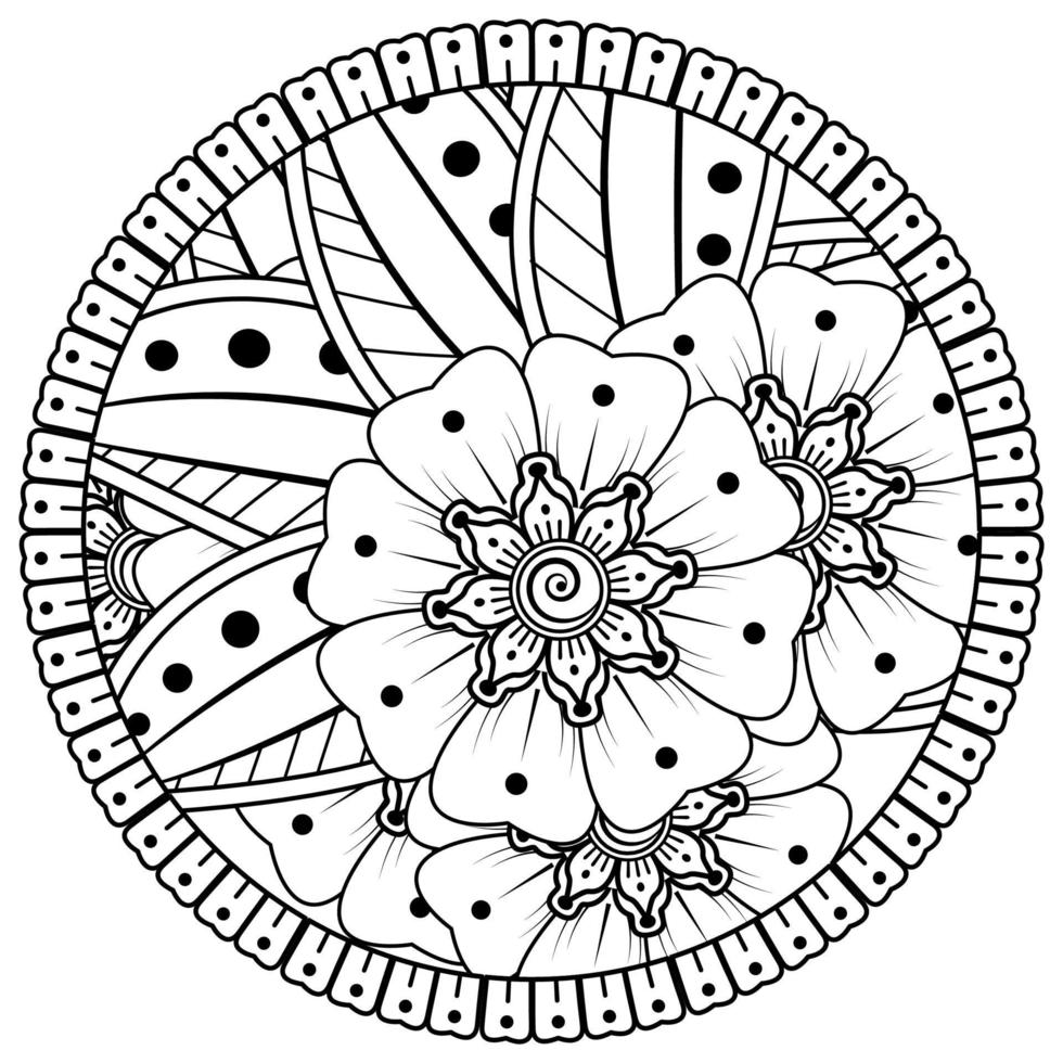 motif circulaire en forme de mandala avec fleur pour henné, mehndi, tatouage, décoration. vecteur