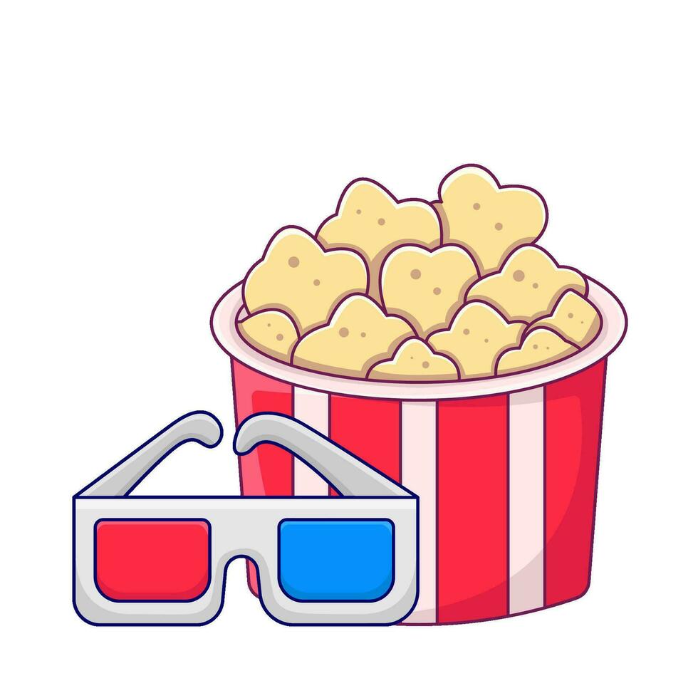 pop corn avec 3d des lunettes cinéma illustration vecteur