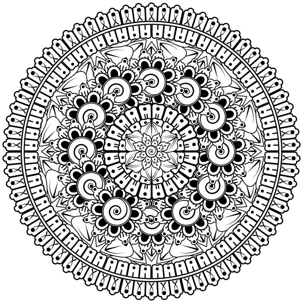 motif circulaire en forme de mandala avec fleur pour henné, mehndi, tatouage, décoration. vecteur