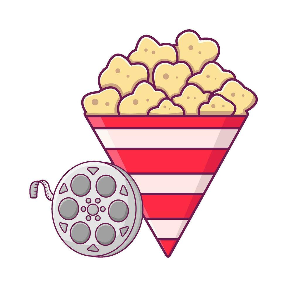 pop corn avec film rouleau illustration vecteur