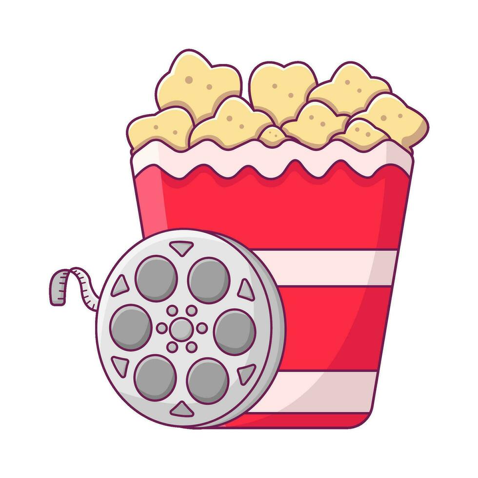 pop corn avec film rouleau illustration vecteur