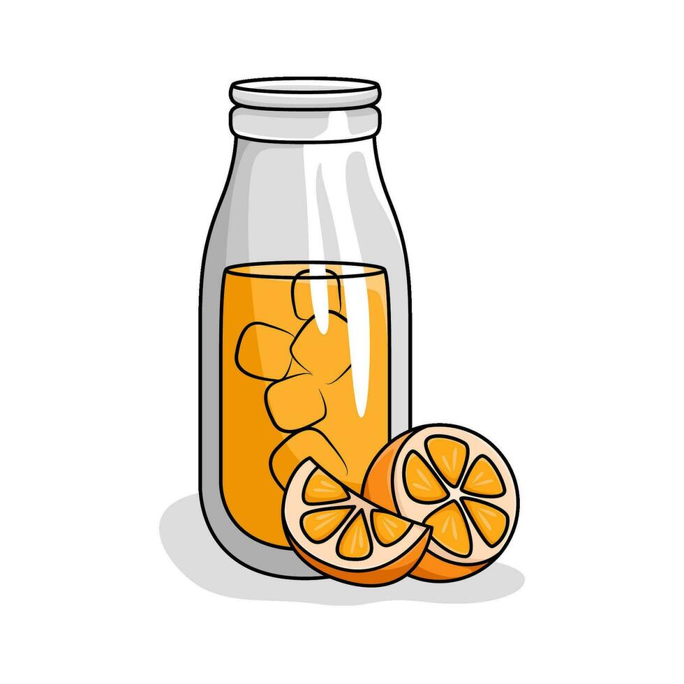 jus Orange avec Orange fruit tranche illustration vecteur