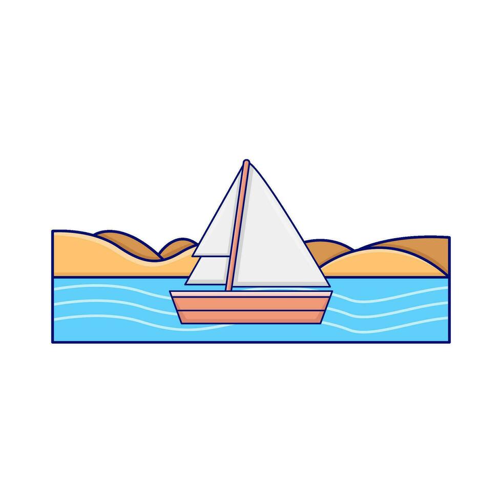 bateau dans plage illustration vecteur