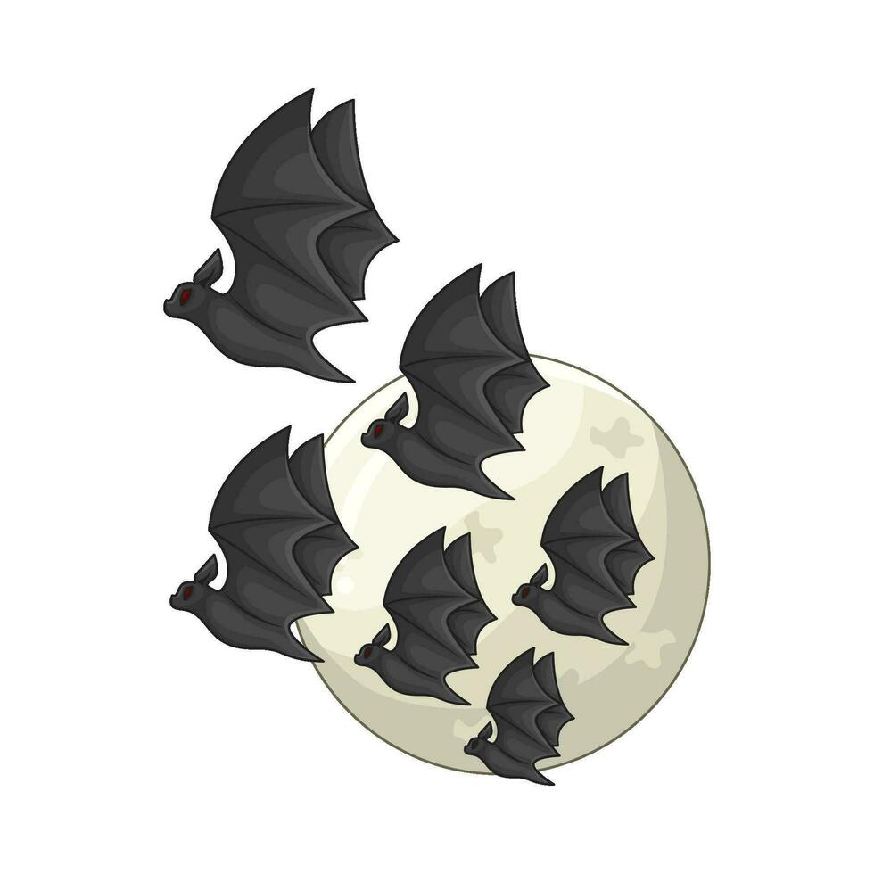 plein lune avec chauve souris mouche illustration vecteur