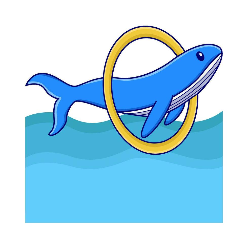 baleine dans hoola Hoop avec dans nager bassin illustration vecteur