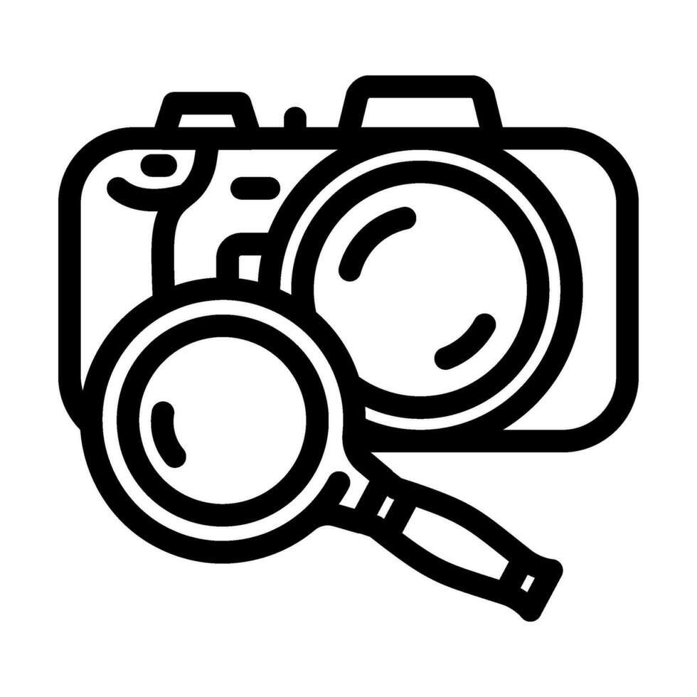 caméra chercher grossissant verre ligne icône vecteur illustration