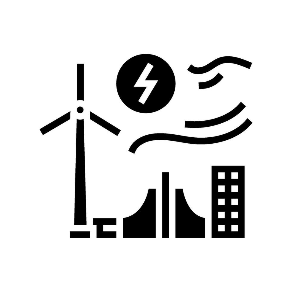 Puissance l'intégration vent turbine glyphe icône vecteur illustration