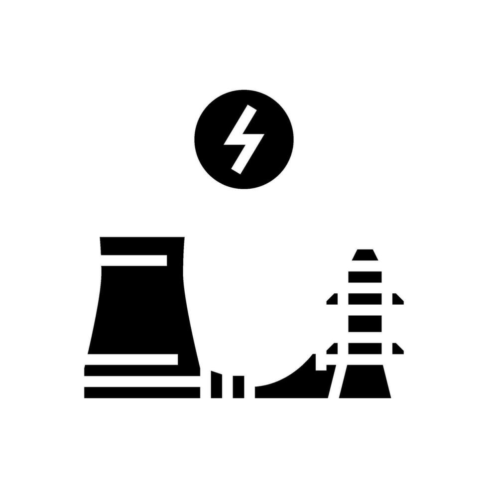 Puissance la grille nucléaire énergie glyphe icône vecteur illustration