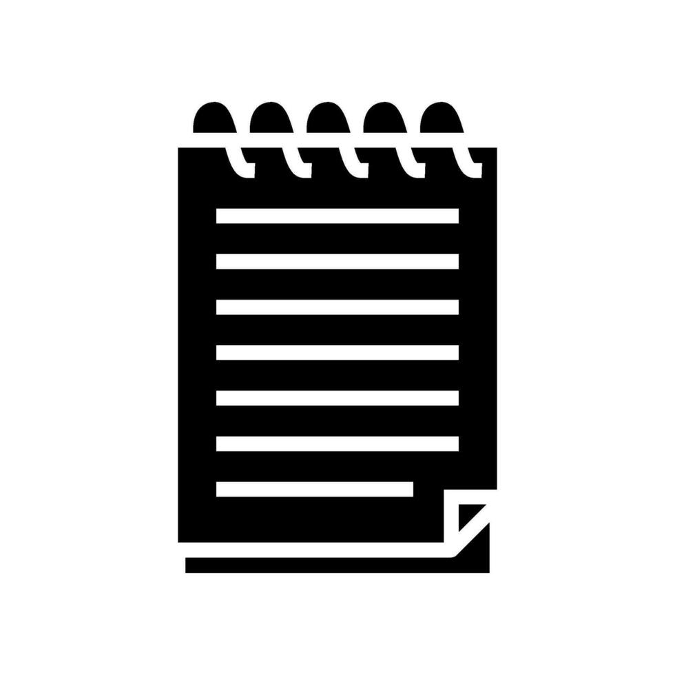 spirale bloc-notes liste glyphe icône vecteur illustration