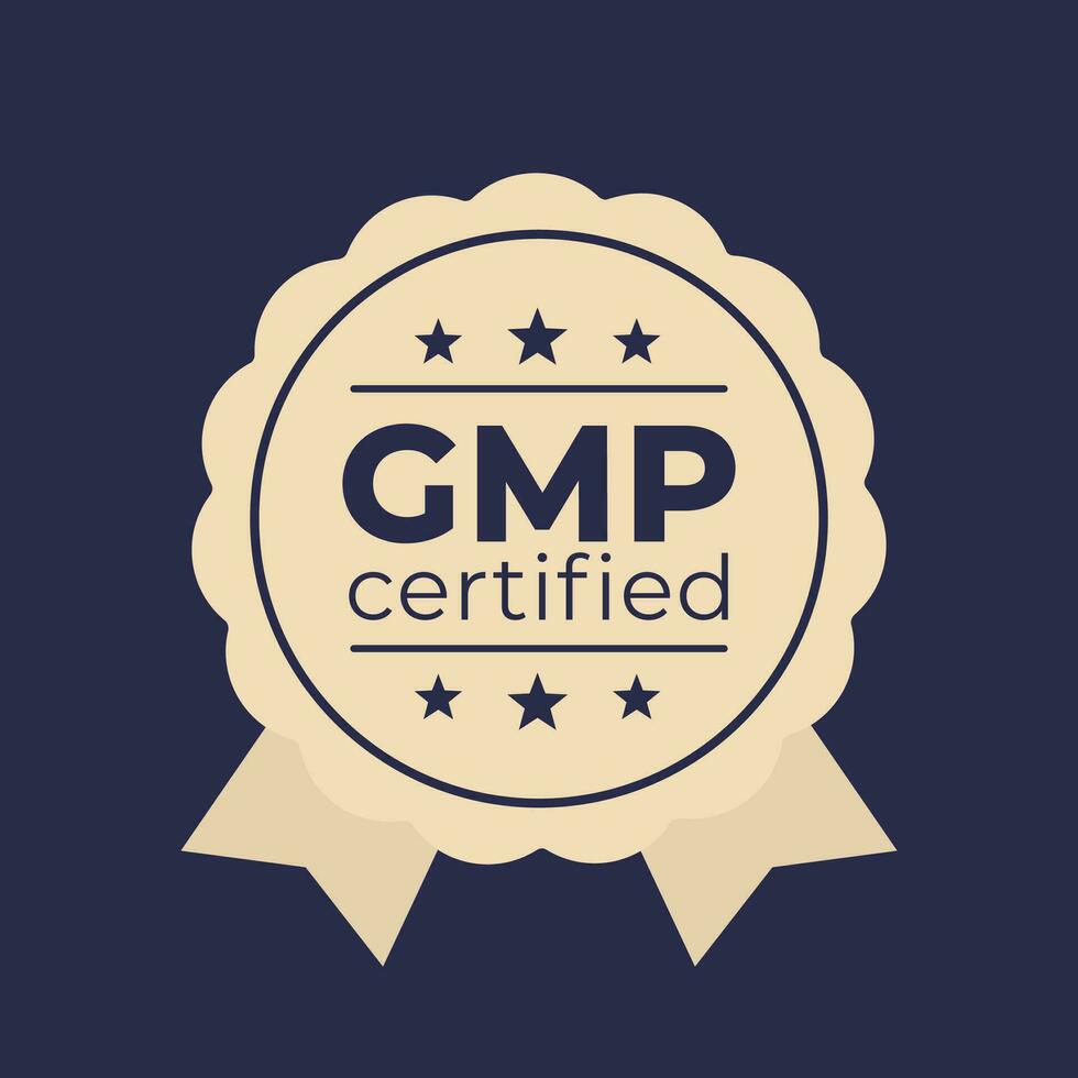 gmp agréé badge, bien fabrication pratique, vecteur