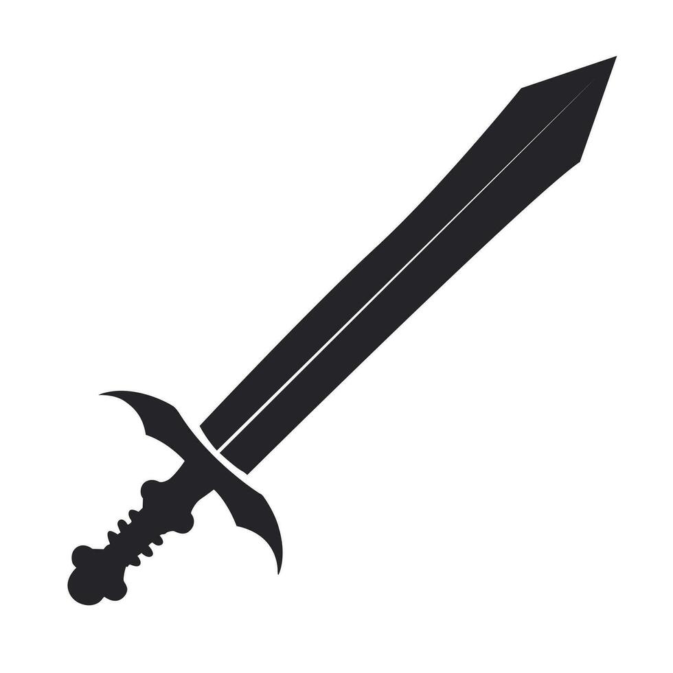 épée noir plat silhouette vecteur