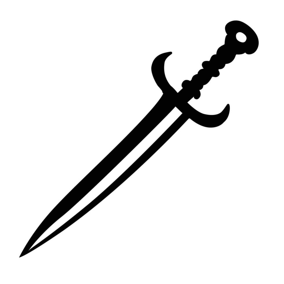 épée noir plat silhouette vecteur