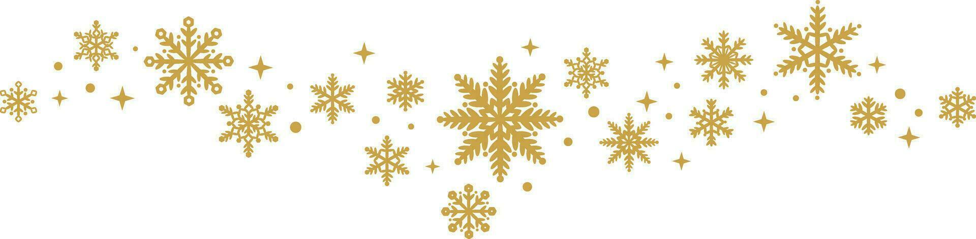 d'or flocon de neige frontière vague vecteur agrafe art illustration pour hiver vacances, Noël conception élément