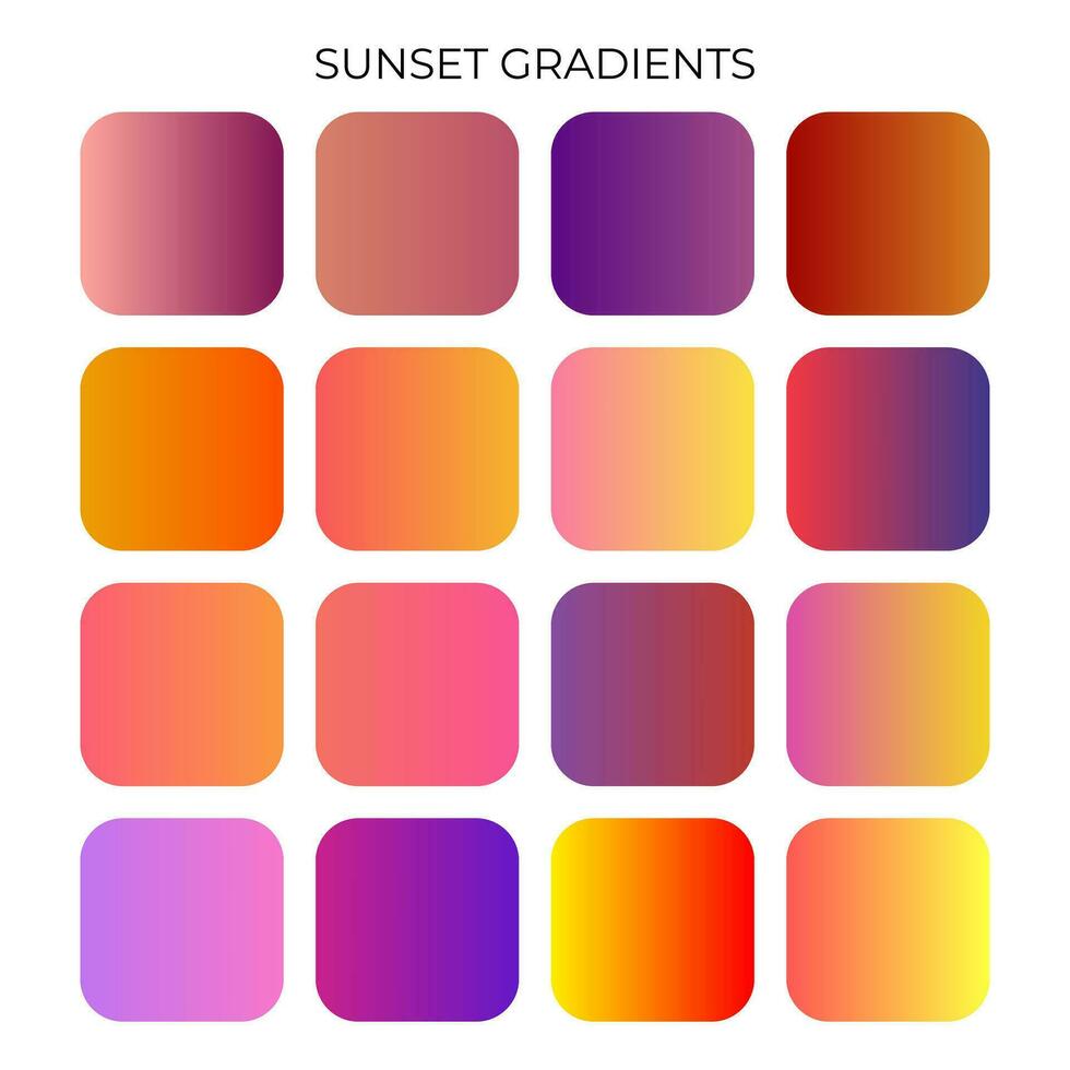 ensemble de le coucher du soleil pente Couleur palette vecteur