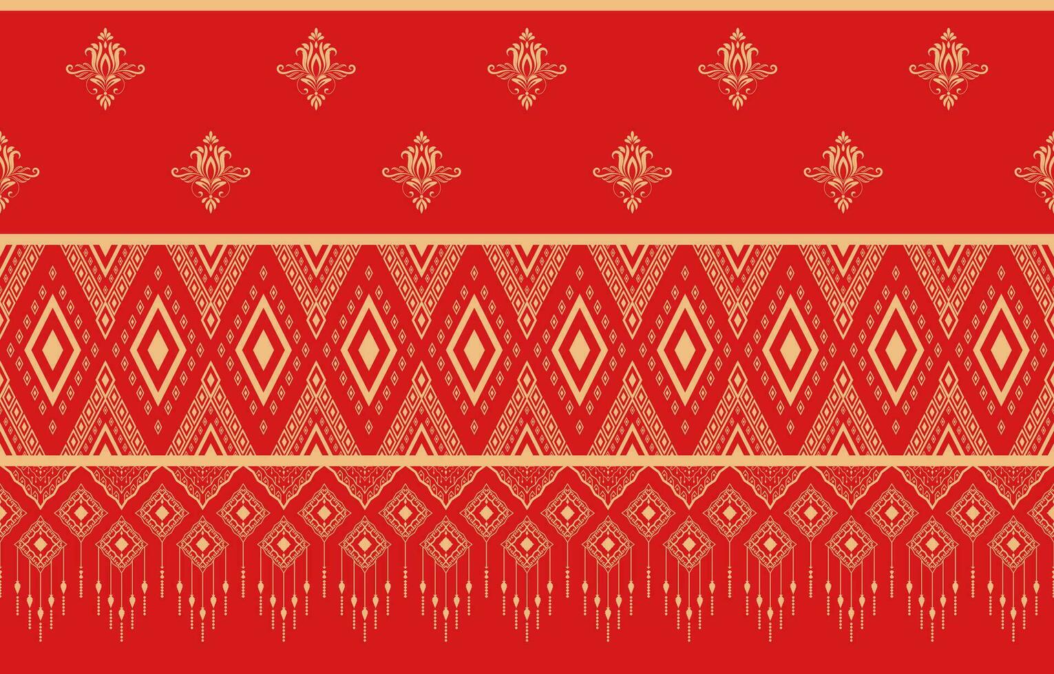 d'or tribal modèle sur rouge Contexte utilisé comme ethnique tribal décoration pour fond d'écran et imprimé tissu. vecteur