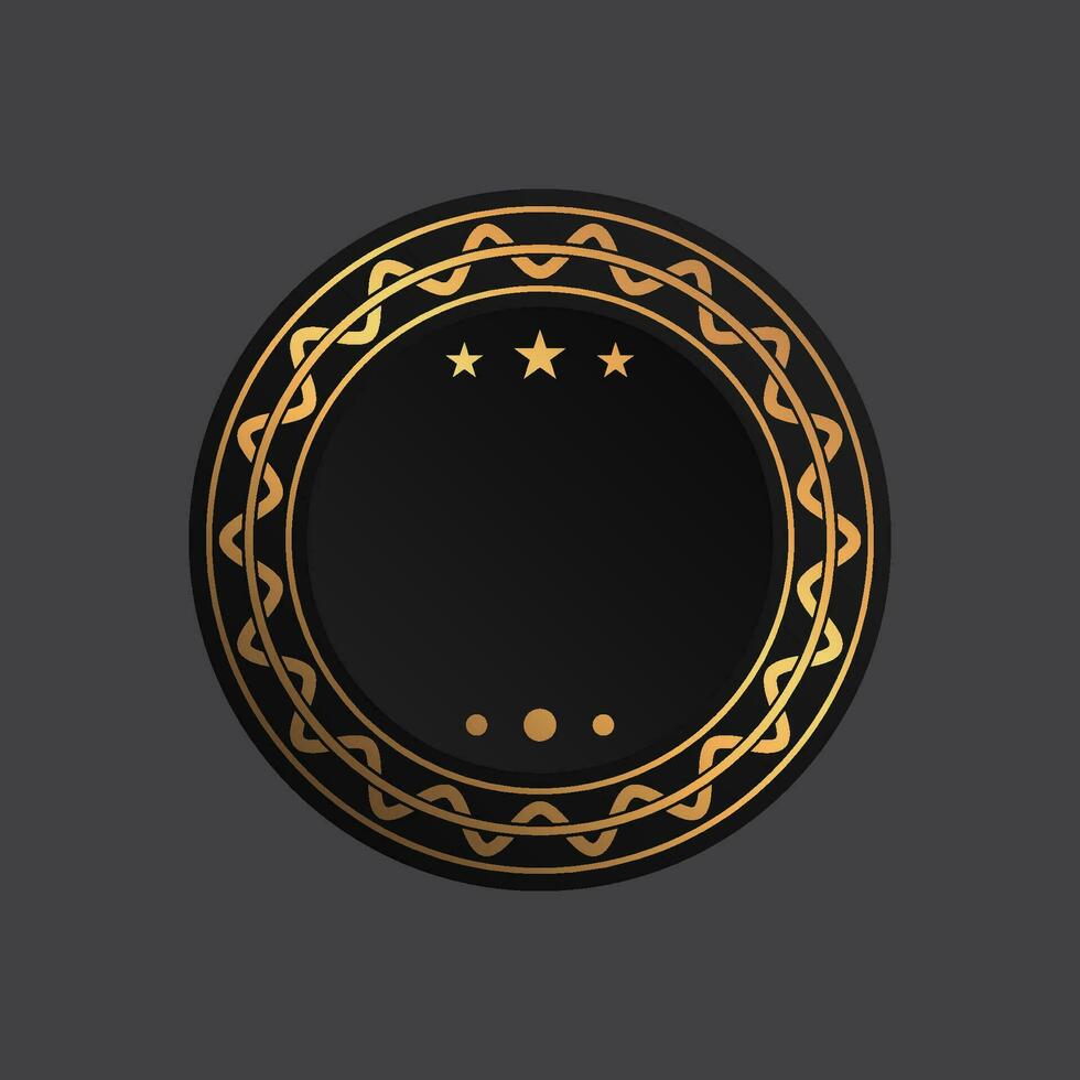 noir or emblème insignes, cercle Cadre vecteur