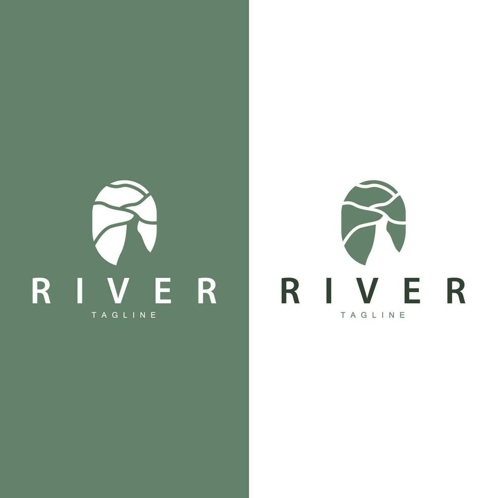 rivière logo vecteur rivière banque Montagne conception agriculture symbole illustration