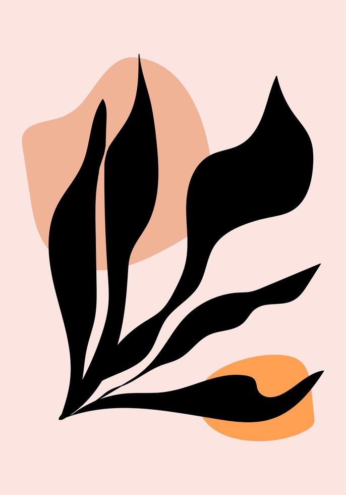 art mural botanique. impression boho minimaliste avec forme abstraite. décor abstrait à la maison, oeuvre d'art bohème à imprimé floral, vecteur
