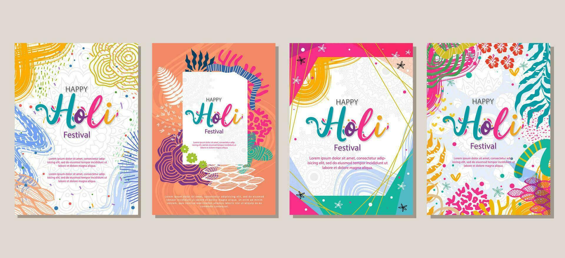 ensemble de abstrait Holi Festival Couleur Contexte. pour affiche carte invitation prospectus couverture bannière placard brochure et autre vecteur