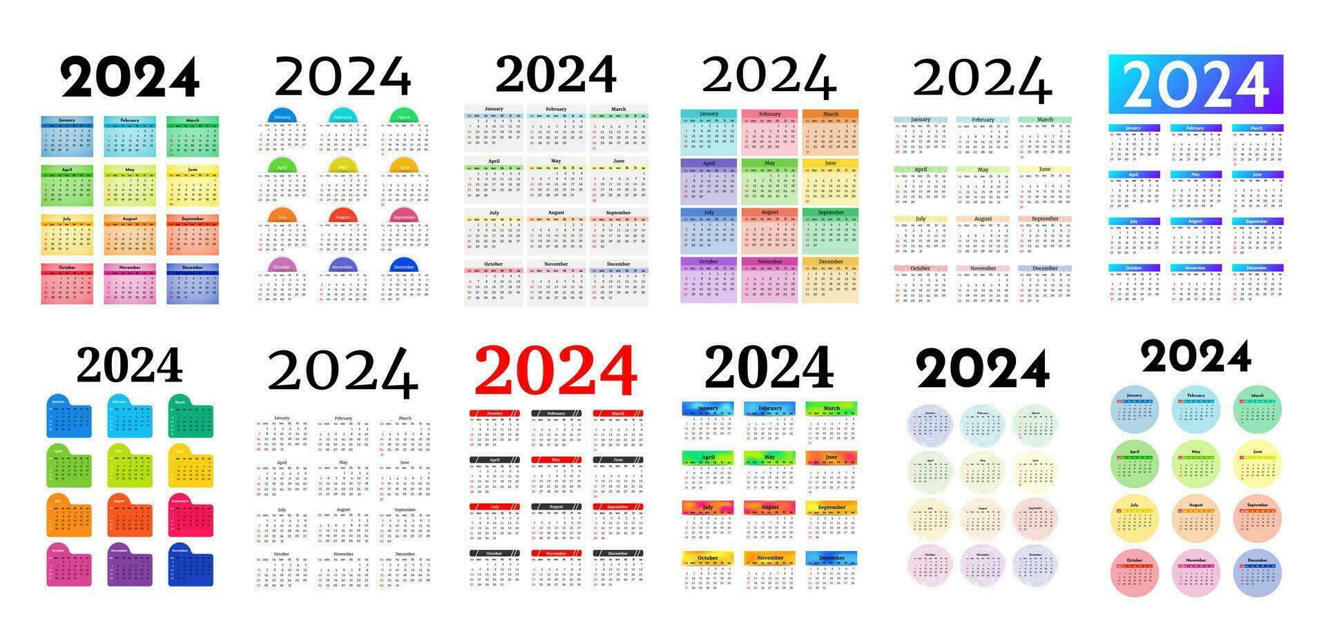 calendrier pour 2024 isolé sur une blanc Contexte vecteur