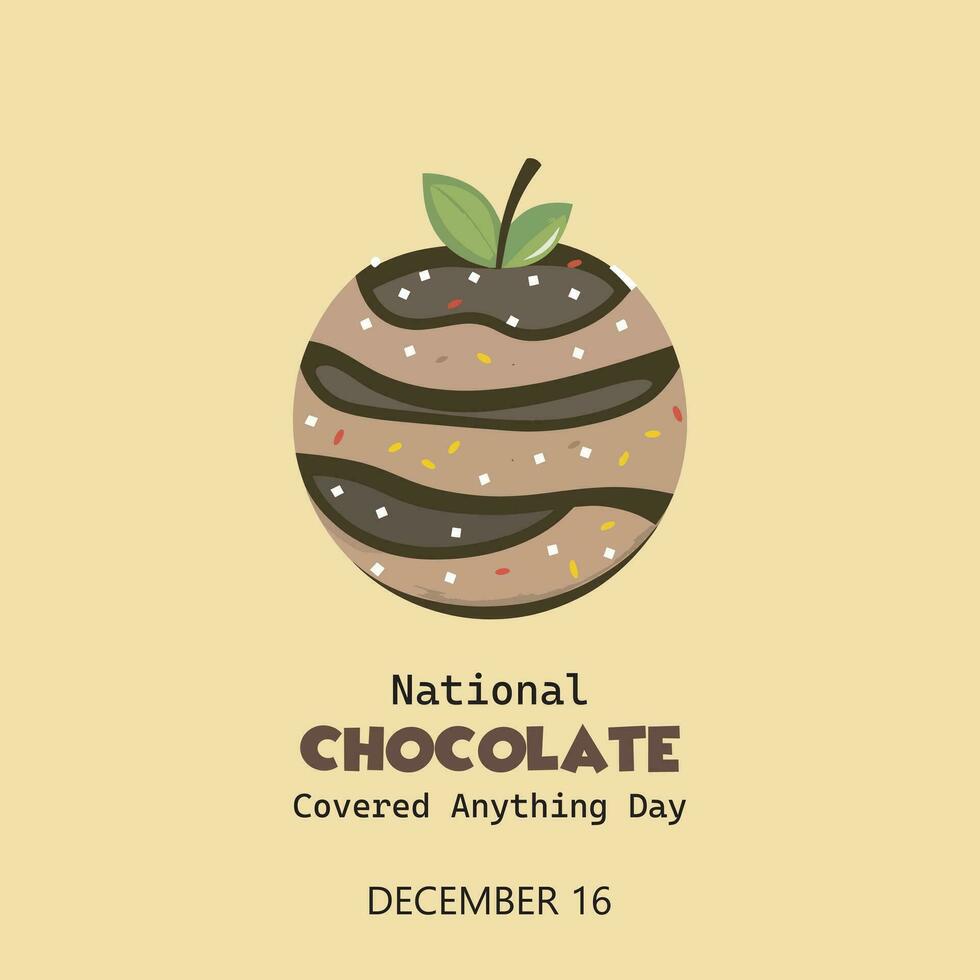 nationale Chocolat couvert n'importe quoi journée est célèbre sur décembre 16e chaque an. il est une journée où nous pouvez se livrer dans une variété de sucré traite cette sont recouvert dans Chocolat. vecteur