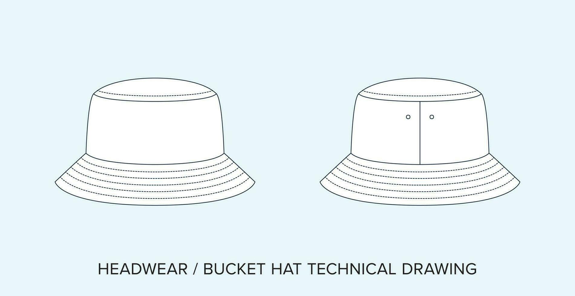 seau chapeau, technique dessin, vêtements plan pour mode designers vecteur