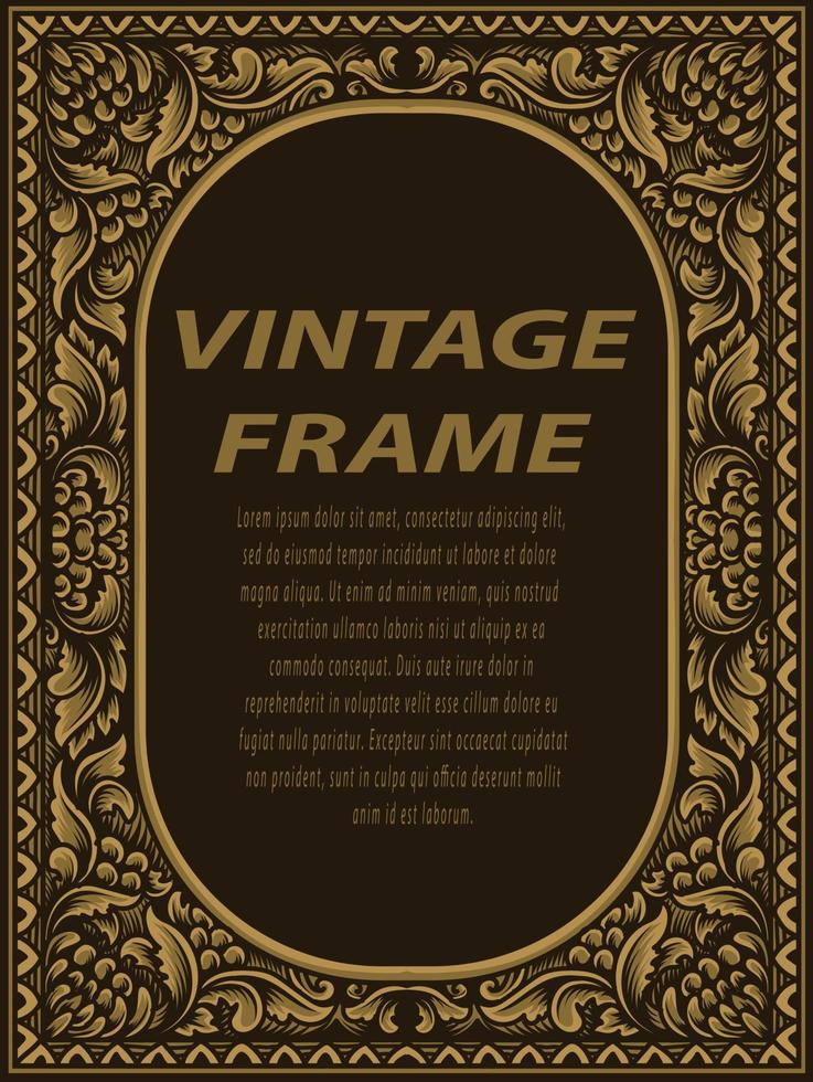 cadre de bordure vintage avec ornement de gravure vecteur