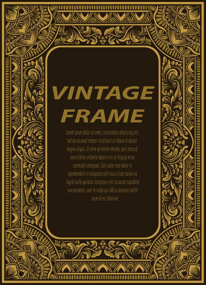 cadre de bordure vintage avec ornement de gravure vecteur