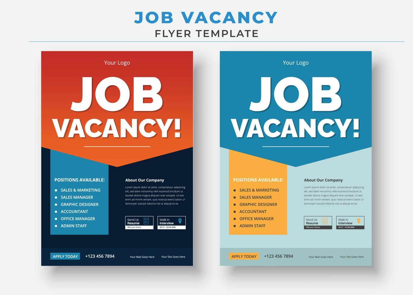 modèle de flyer d'offre d'emploi, nous embauchons un modèle de flyer d'emploi vecteur