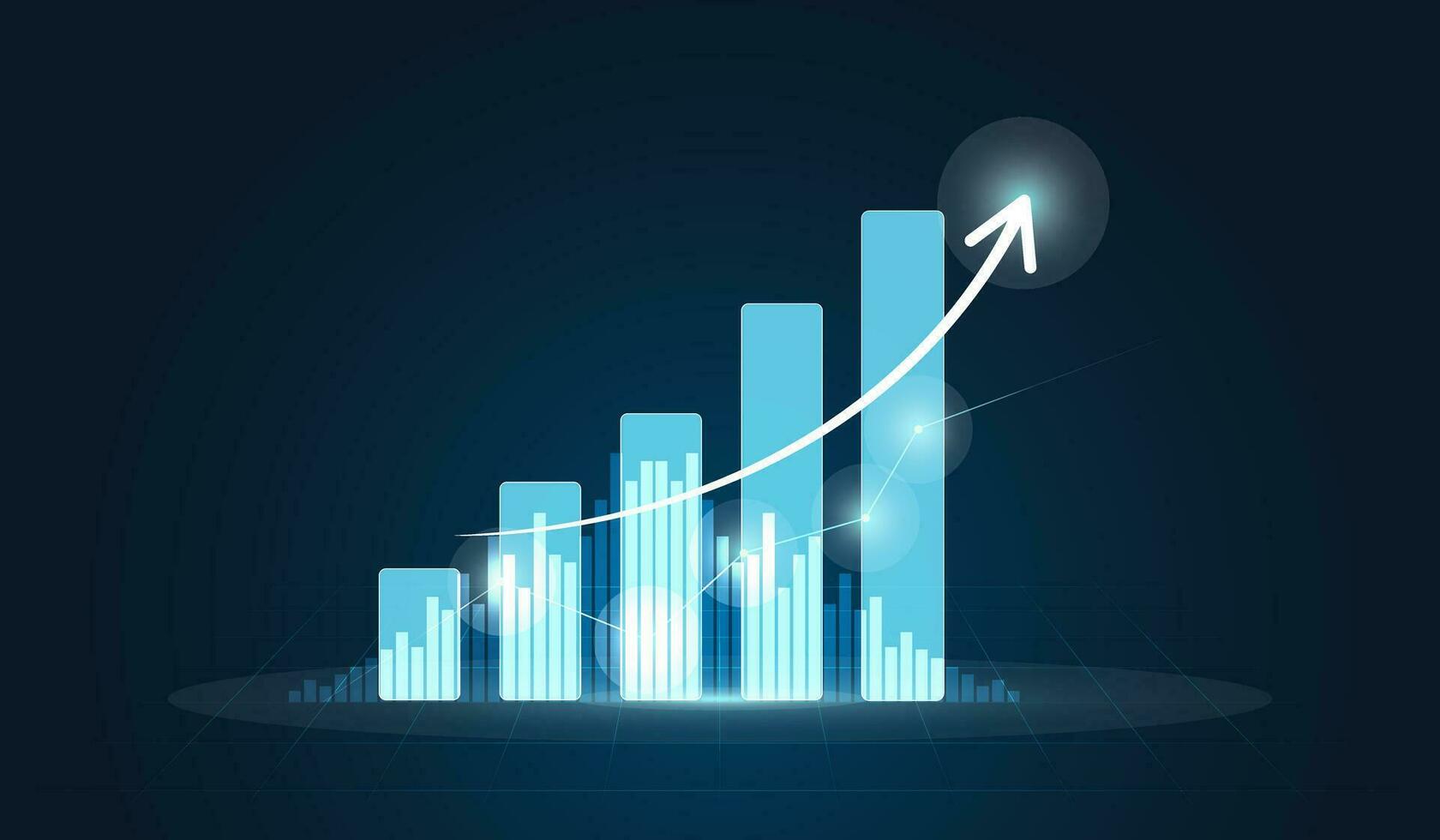 croissance bar graphiques financier graphique sur numérique La technologie stratégie Contexte avec la finance Les données commercialisation graphique une analyse rapport ou Succès investissement graphiques vecteur