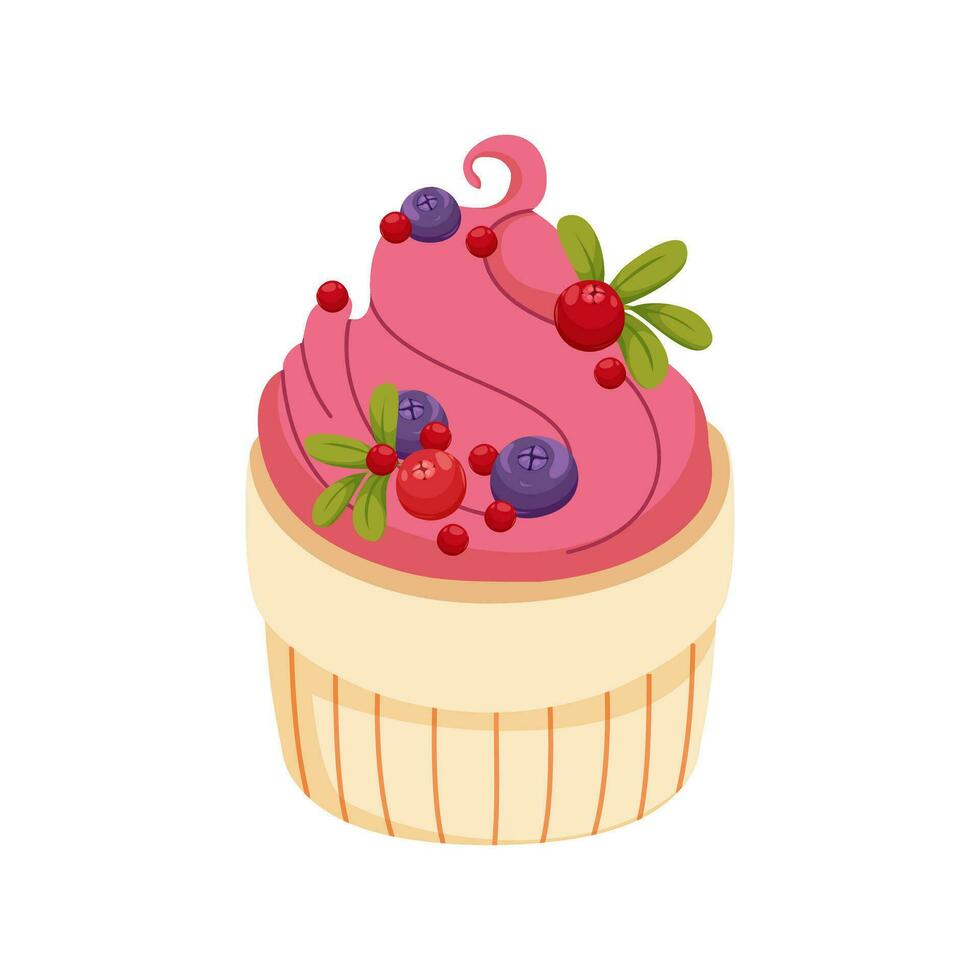 baie de fête petit gâteau décoré avec baies. dessert comme cadeau à votre aimé un. sucré des pâtisseries pour recette livre. Noël et vacances sucré tarte pour bannière, menu. vecteur plat illustration.