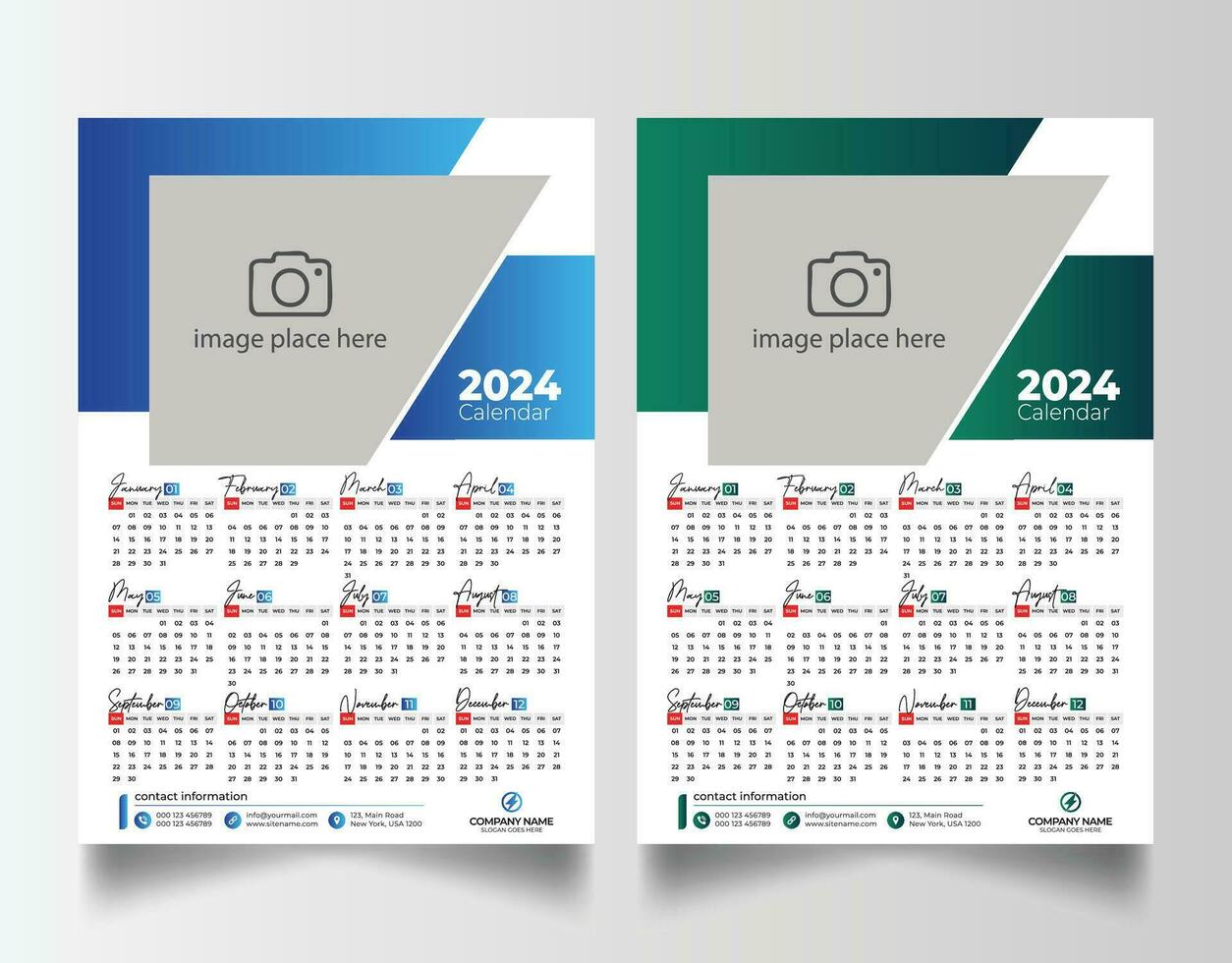 2024 Nouveau année calendrier vecteur